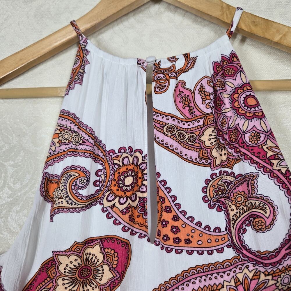Express Paisley Halter Maxi Dress sz S White Pink Multicolor Tiered Boho NEW - Picture 9 of 16